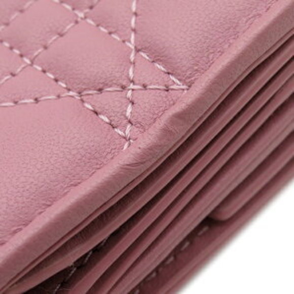 Dior Trifold Wallet Lady Lotus Lambskin Pink Cannage - Picture 5 of 14